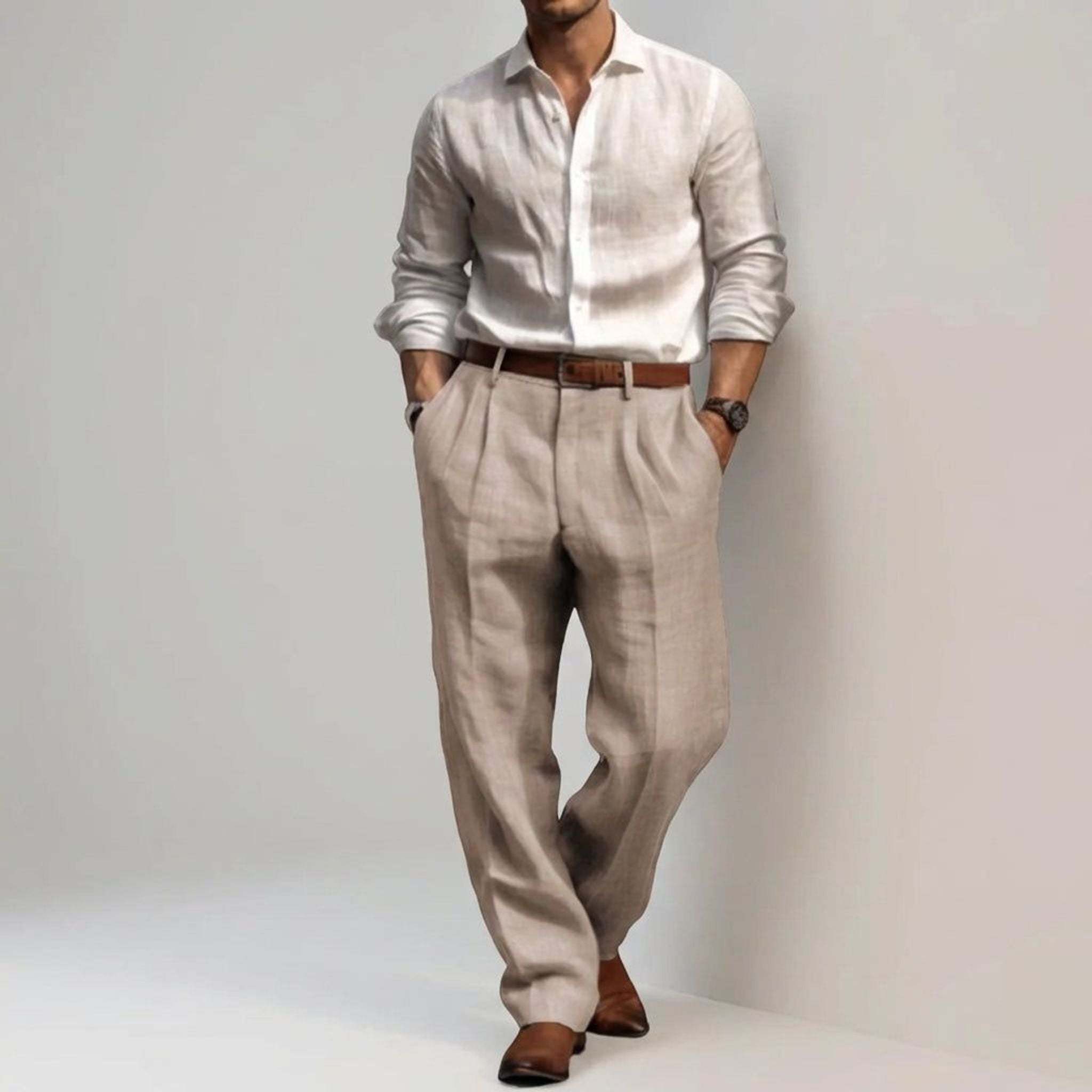 Luca Fint | Men's Relaxed Fit Linen Trousers