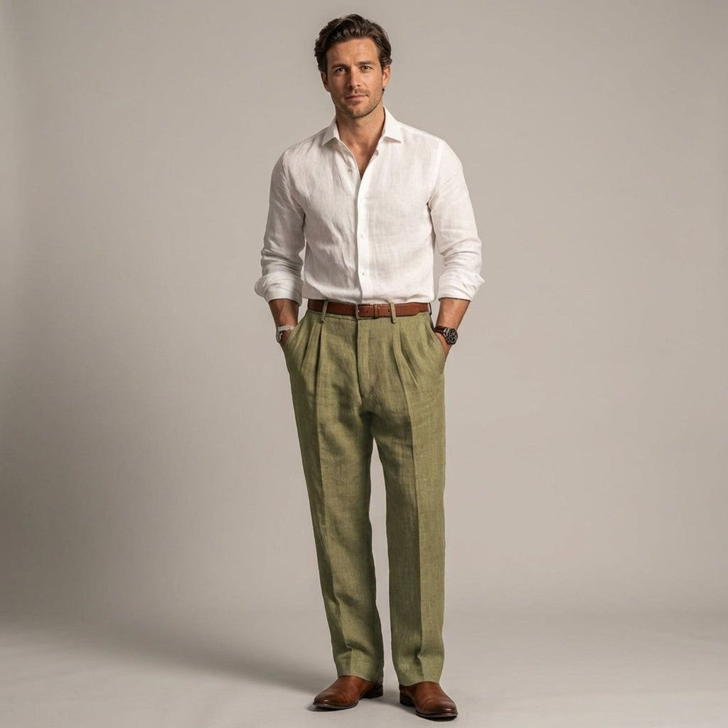Luca Fint | Men's Relaxed Fit Linen Trousers