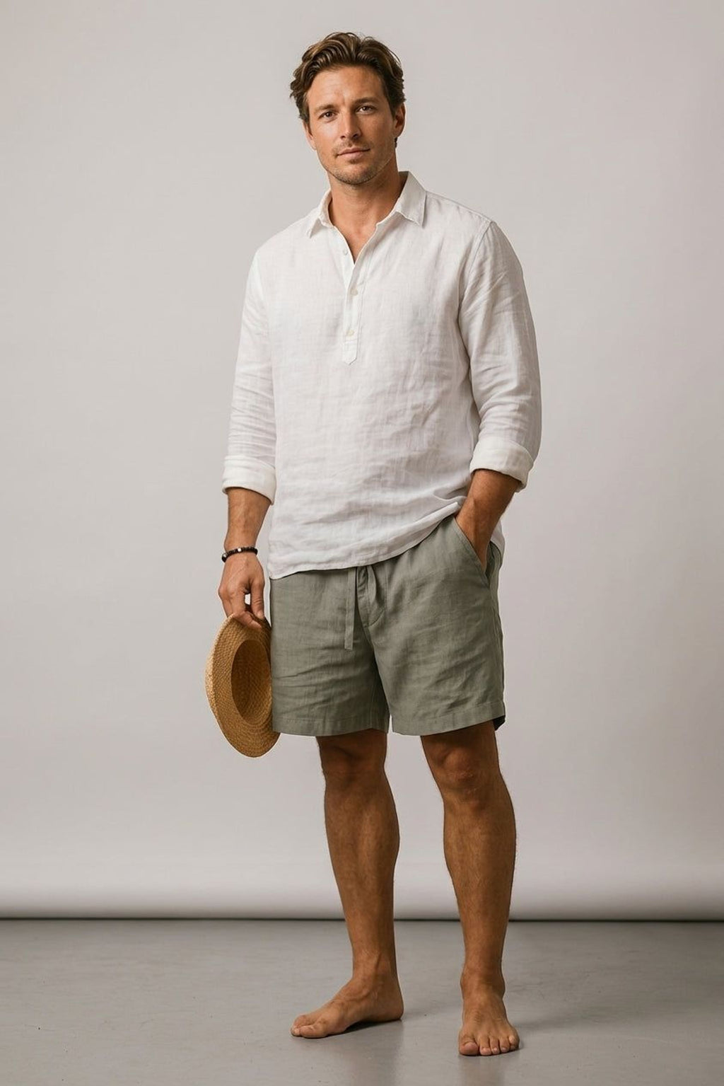 Luca Vex | Men's Casual Cotton-Linen Blend Shorts