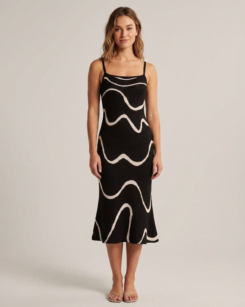 Elena Voss | Women's Sleeveless Black Knit Midi Dress