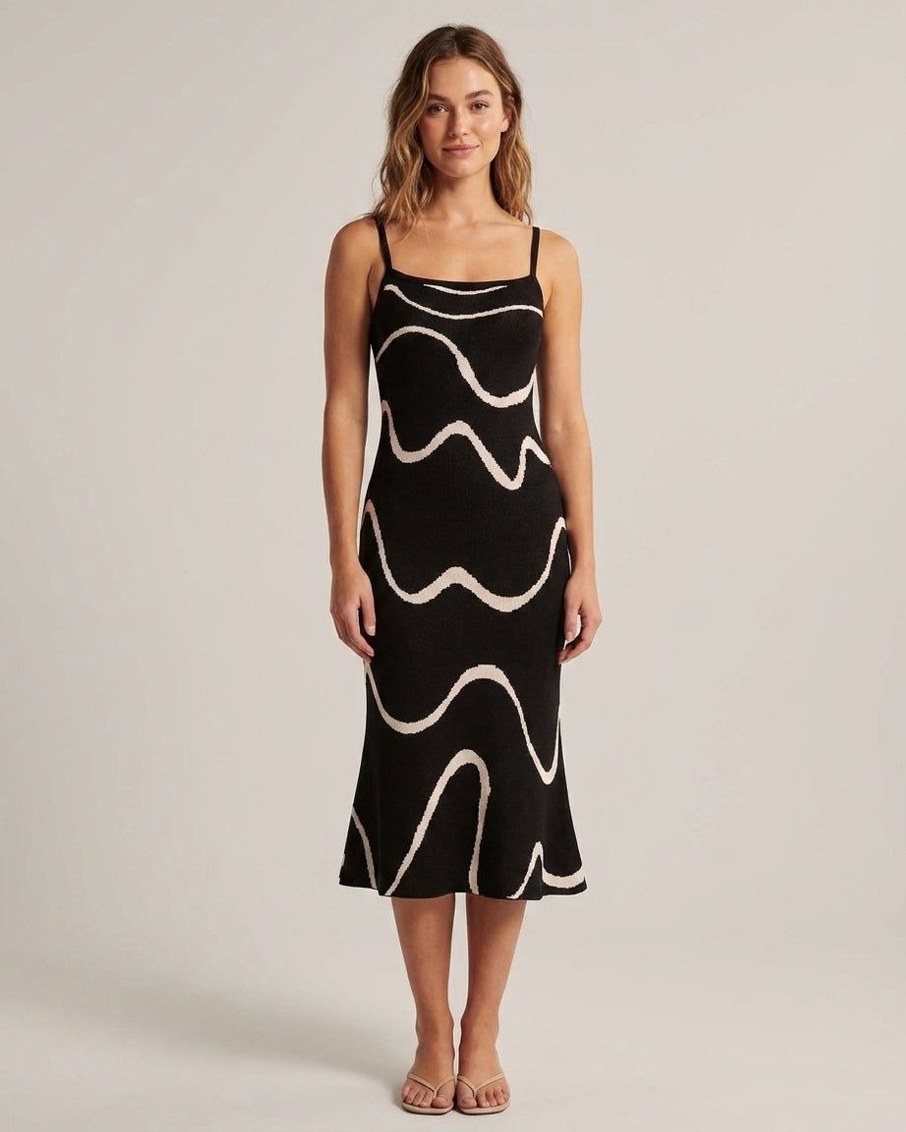 Elena Voss | Women's Sleeveless Black Knit Midi Dress