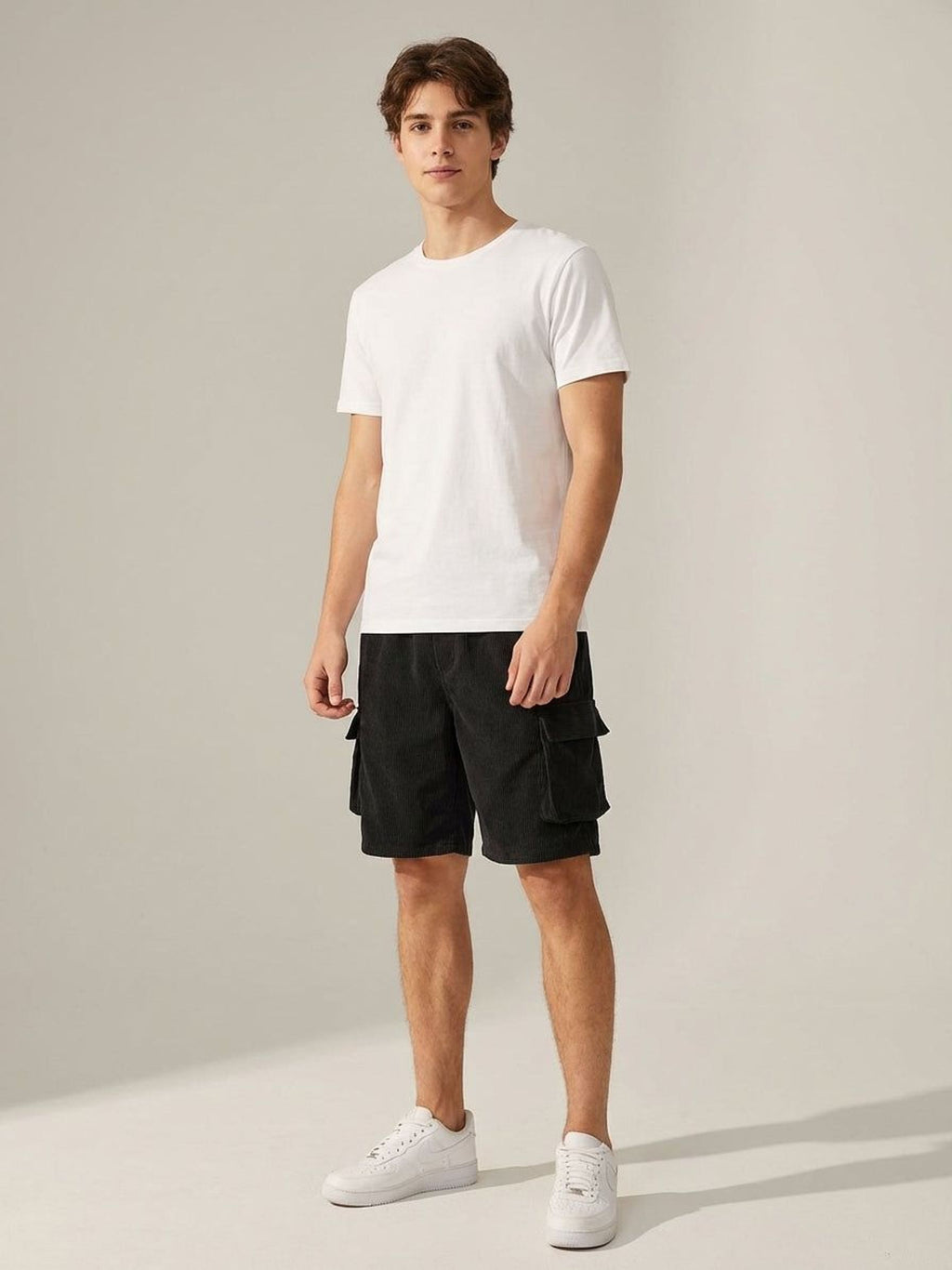 Lucien Brix | Men's Corduroy Cargo Shorts in Brown