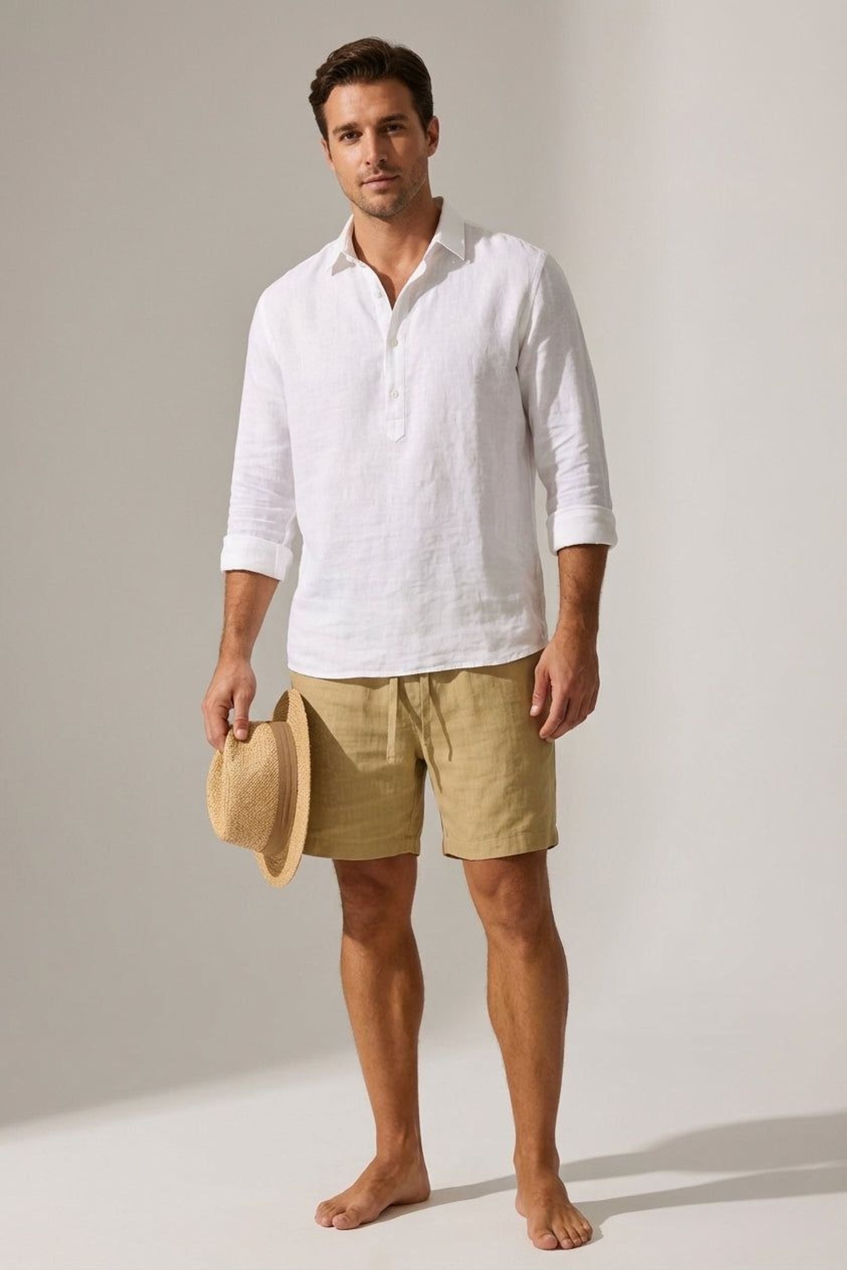 Luca Vex | Men's Casual Cotton-Linen Blend Shorts