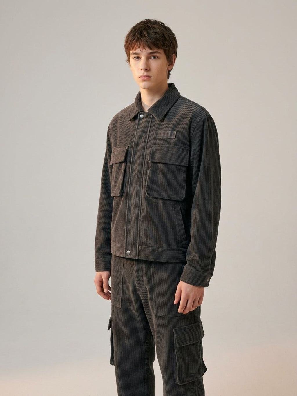 Lucien Brix | Men's Corduroy Cargo Shorts in Brown