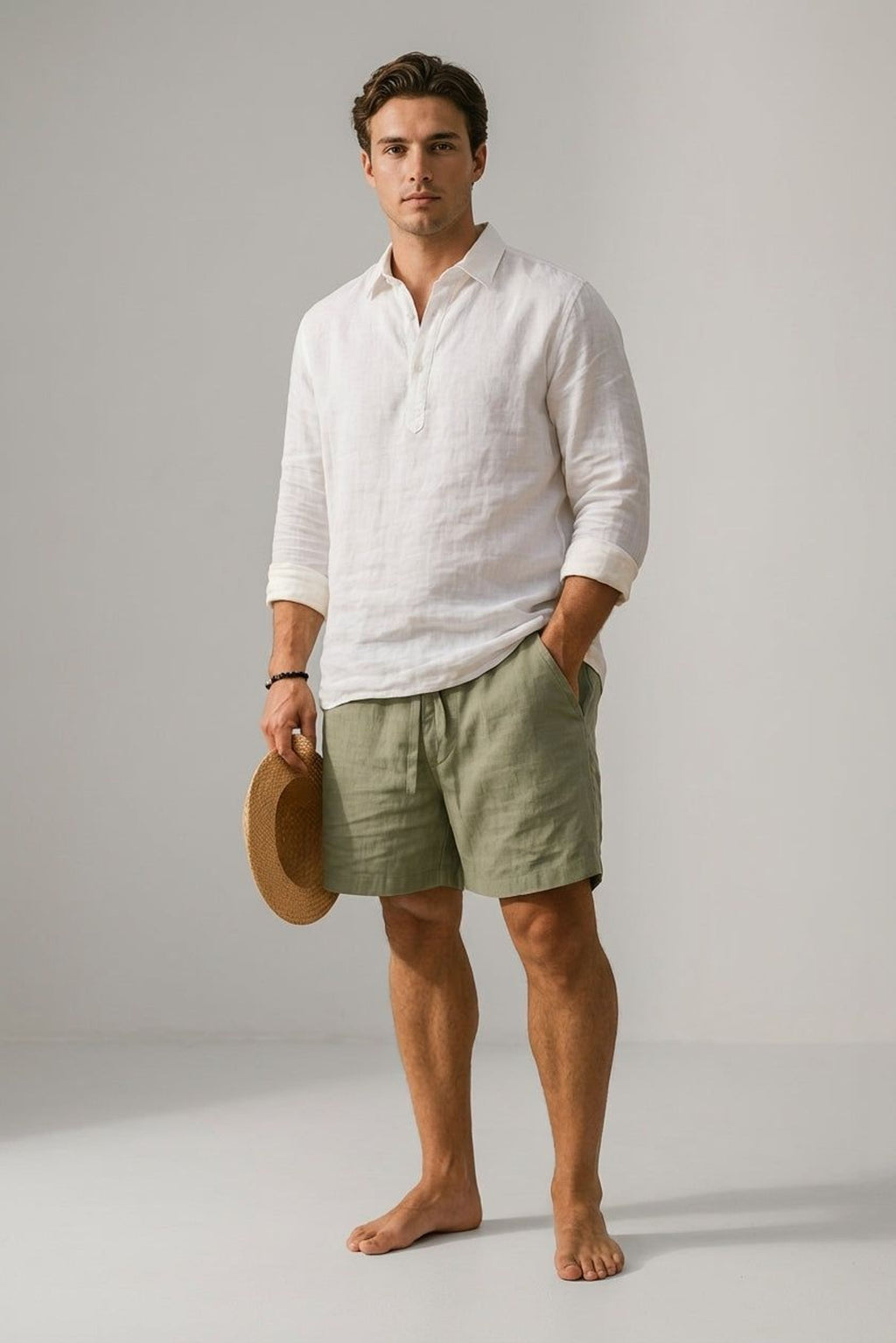Luca Vex | Men's Casual Cotton-Linen Blend Shorts