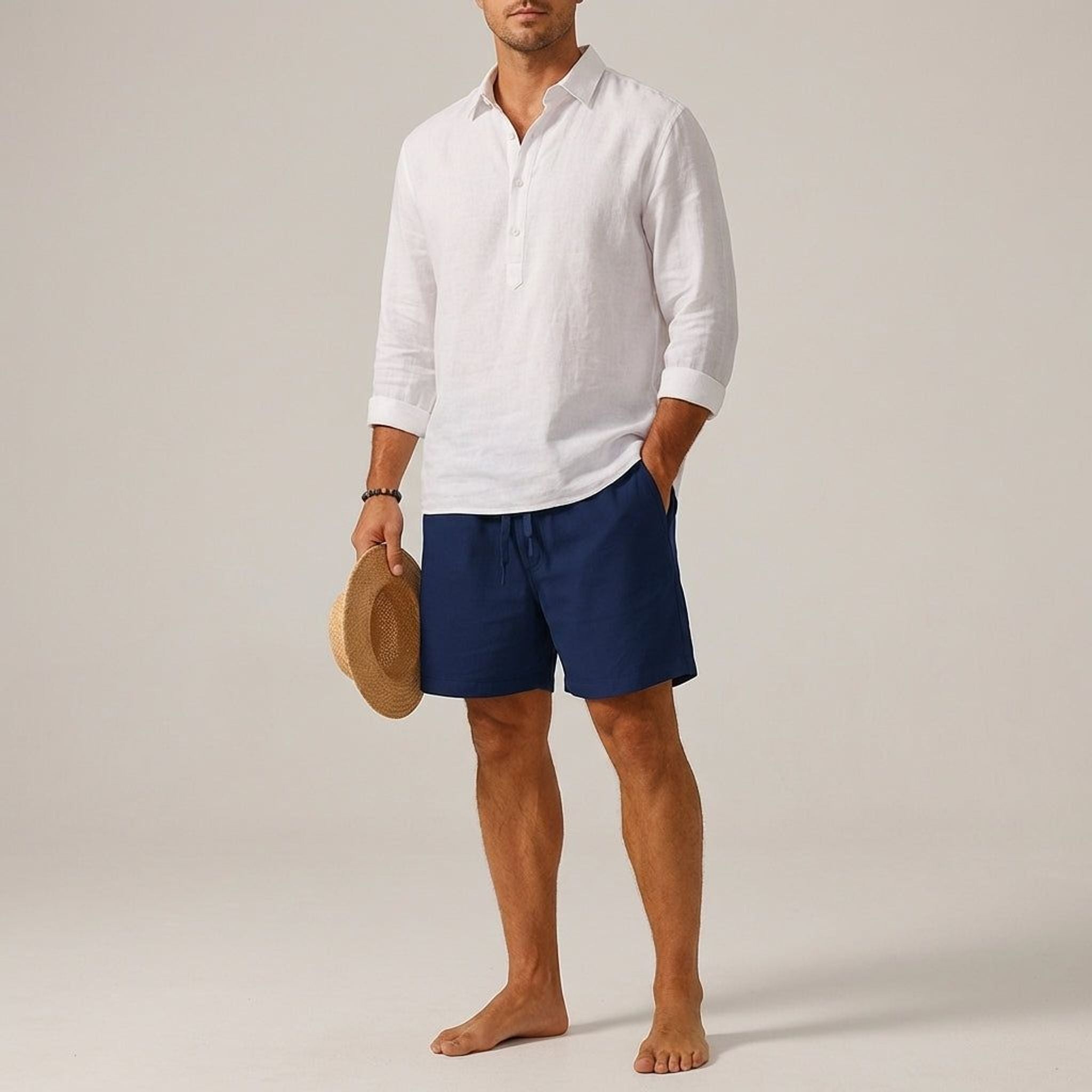 Luca Vex | Men's Casual Cotton-Linen Blend Shorts