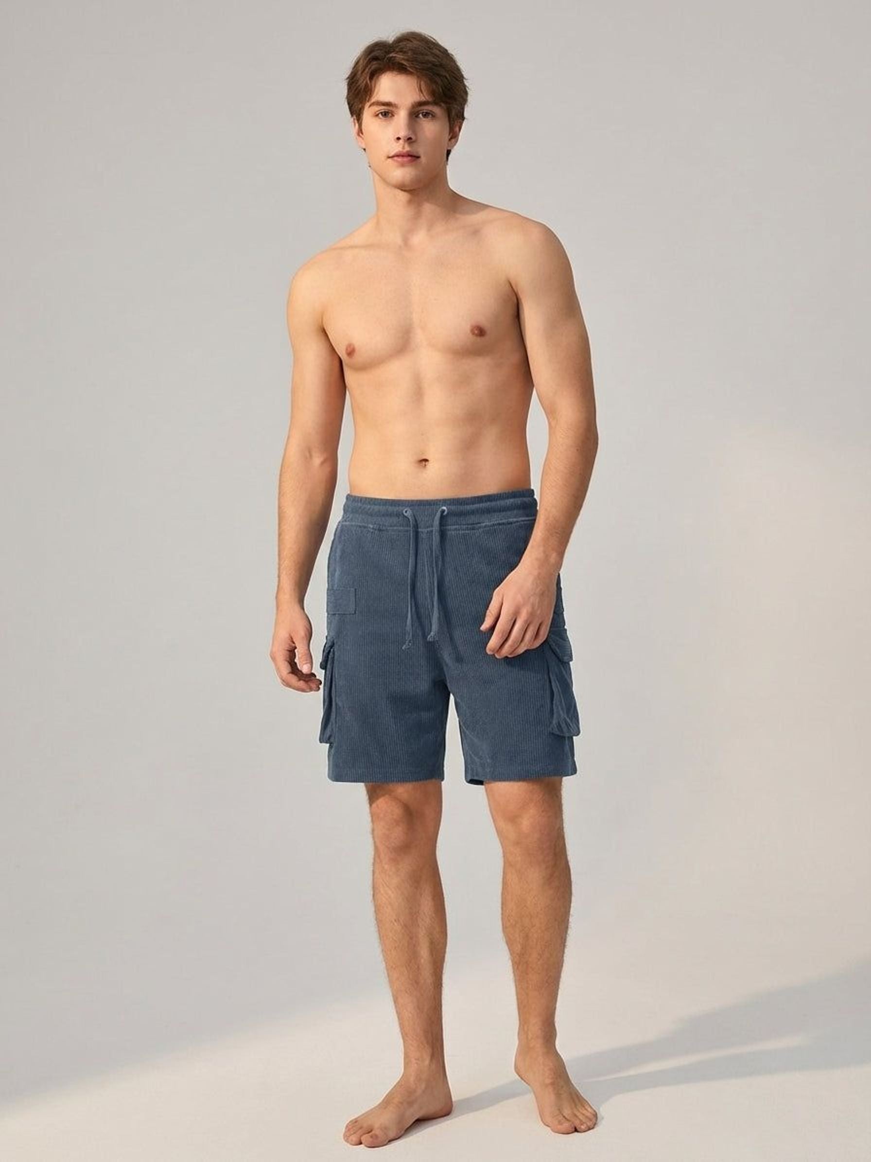 Lucien Brix | Men's Corduroy Cargo Shorts in Brown
