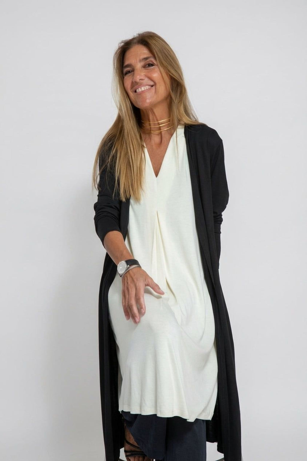 Elena Voss | Women's Slim Fit Dress with Cardigan