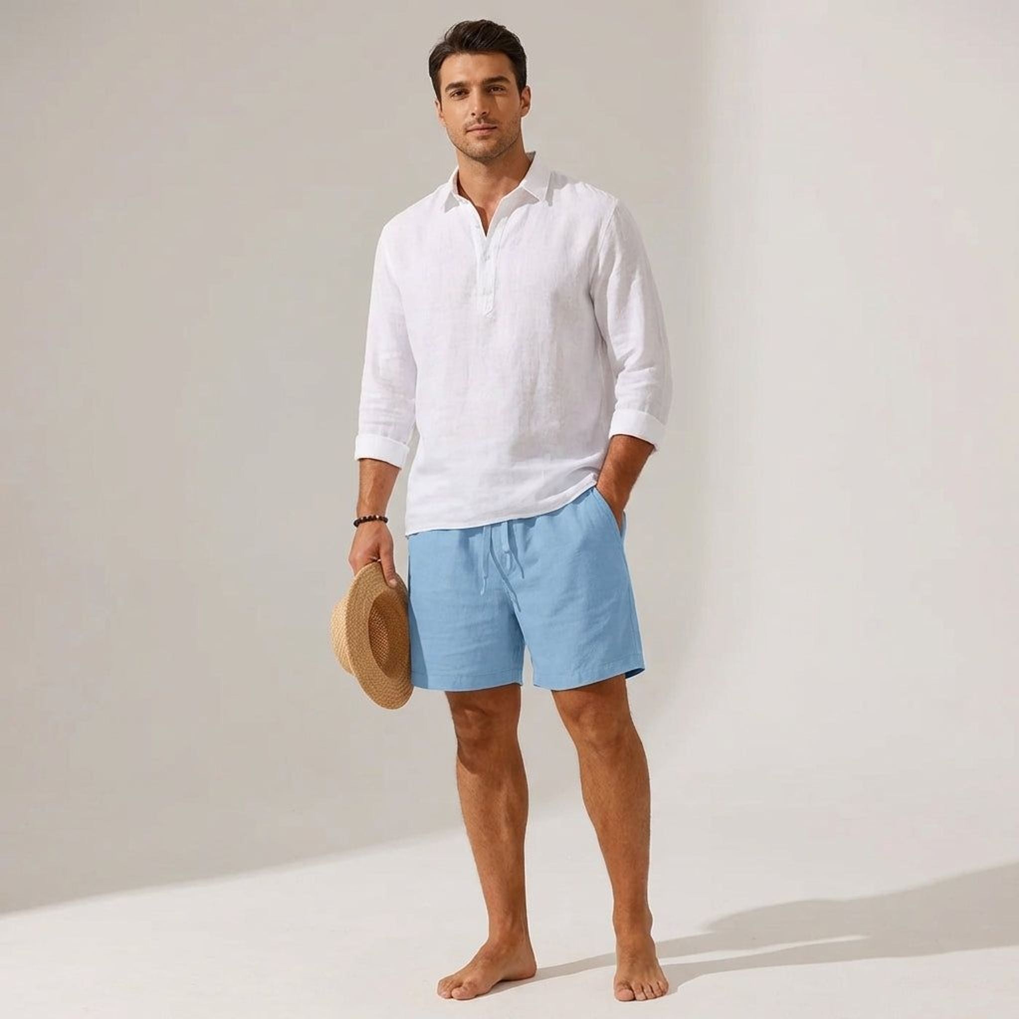 Luca Vex | Men's Casual Cotton-Linen Blend Shorts