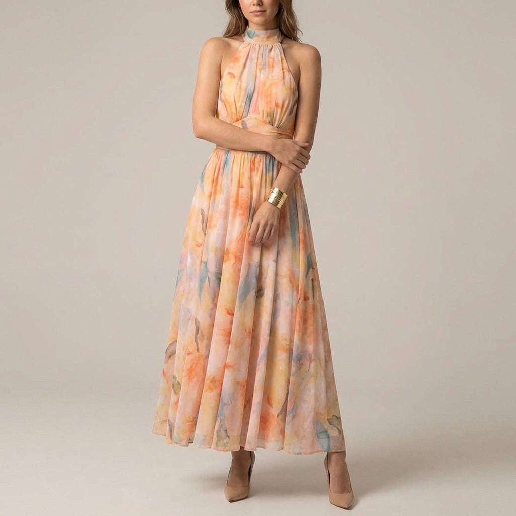 Elodie Vira | Women's Backless Peach Maxi Dress