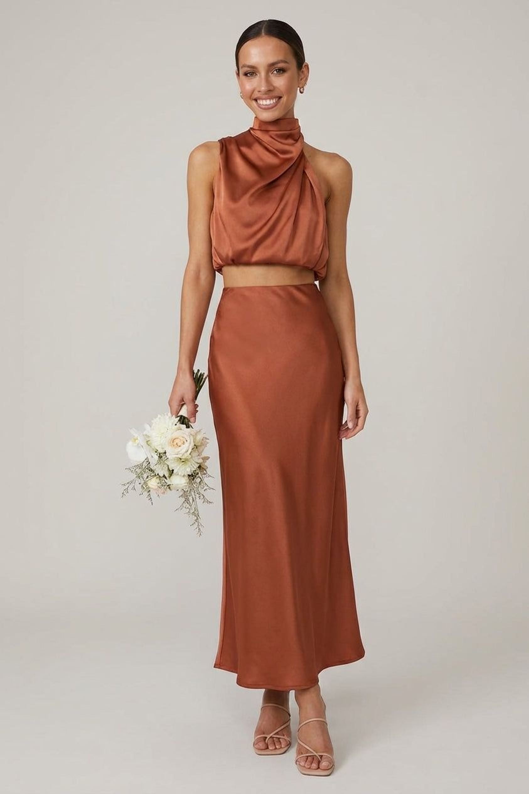 Claudette Faye | Women's Satin Maxi Dress in Various Colors