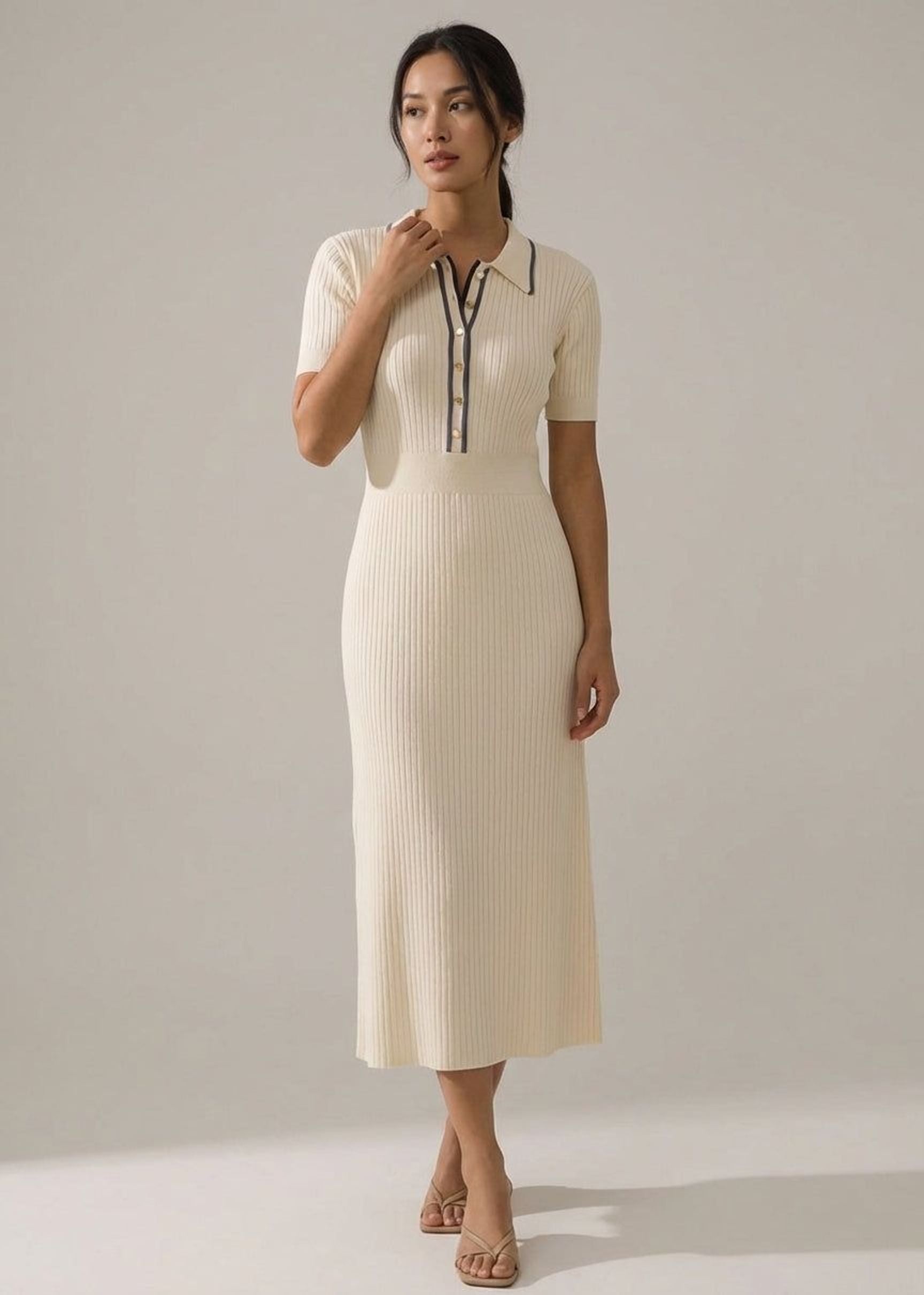 Elena Voss | Women's Polo Style Midi Dress