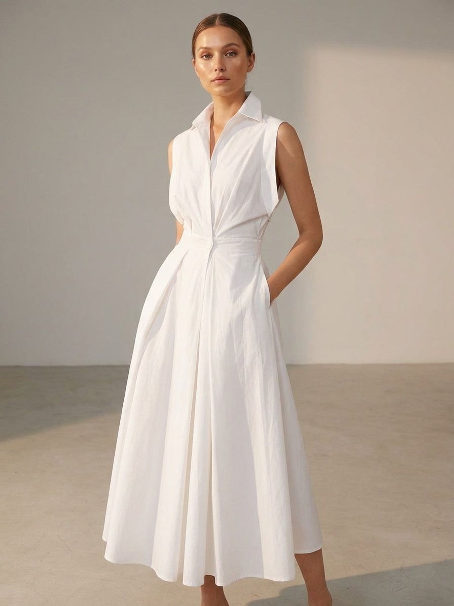 Clara Vire | Women's Cotton Shirt Dress with Collar