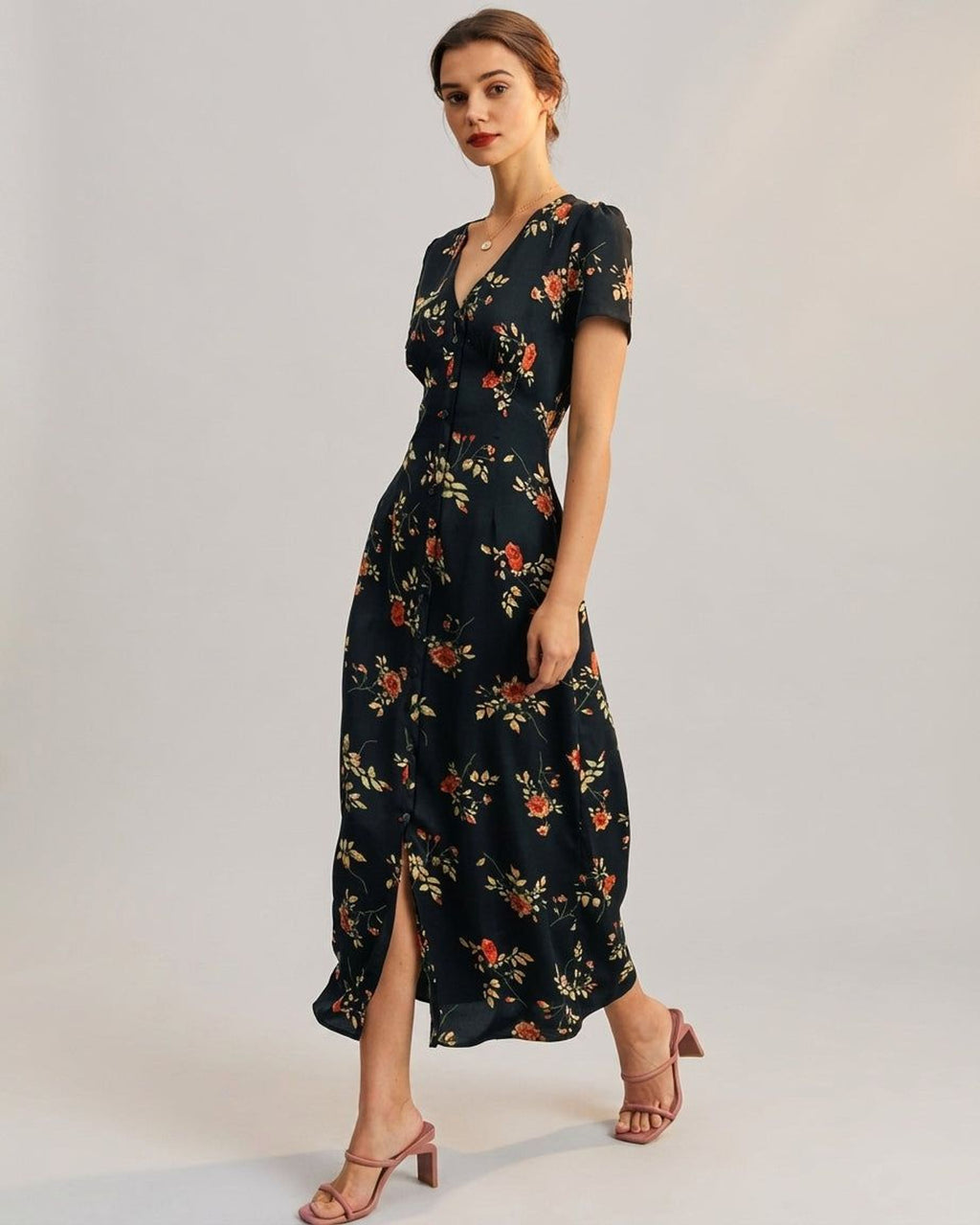 Amélie Voss | Women's Floral Print V Neck Maxi Dress