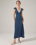Elise Varela | Women's Ruched Polka Dot Maxi Dress