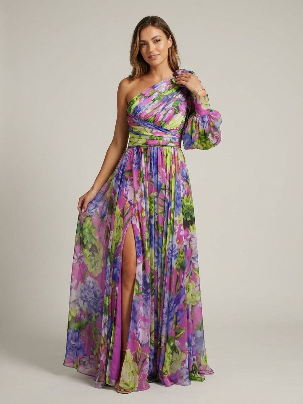 Elodie Vire | Women's Lilac Side Slit Maxi Dress