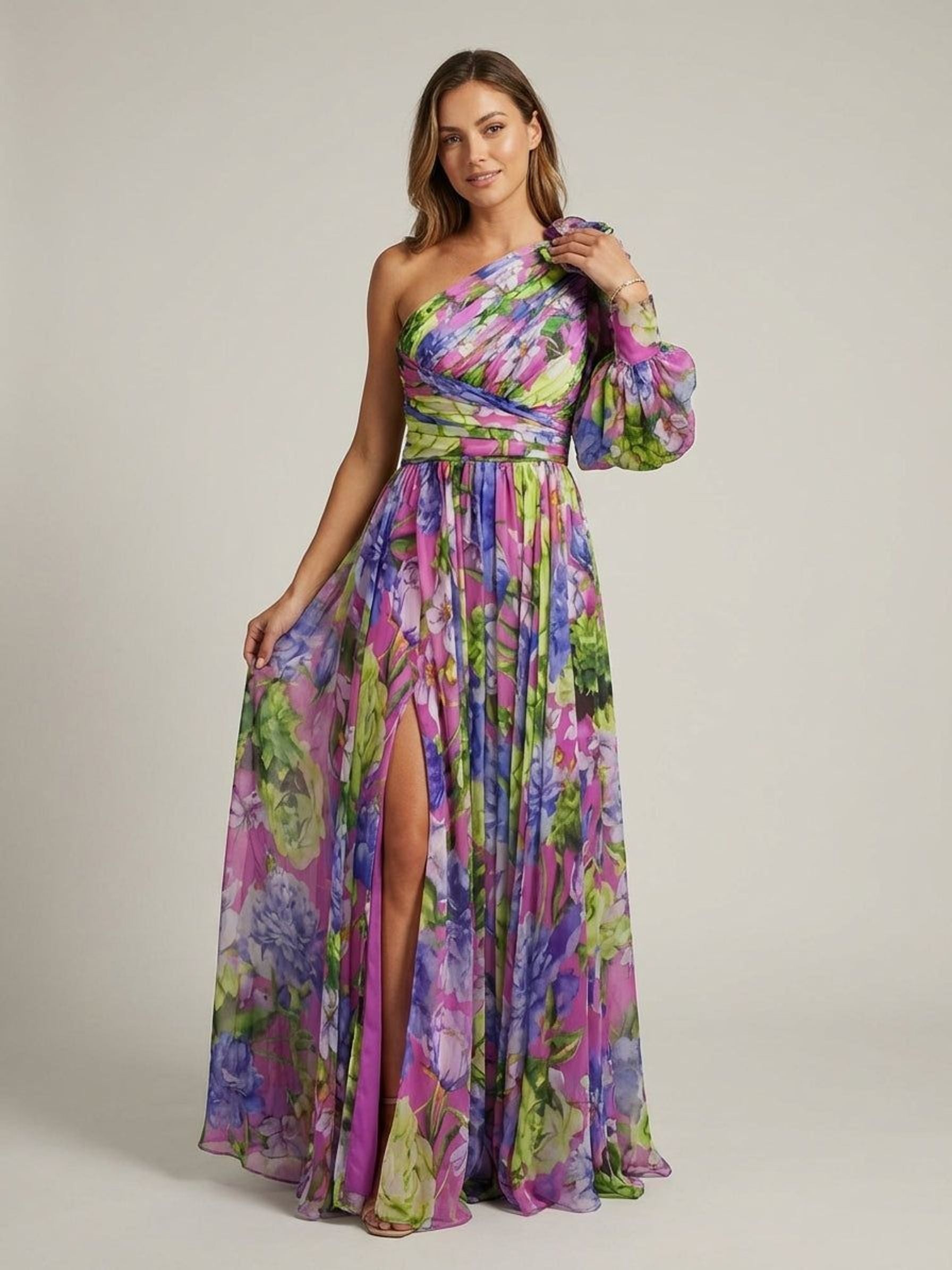 Elodie Vire | Women's Lilac Side Slit Maxi Dress