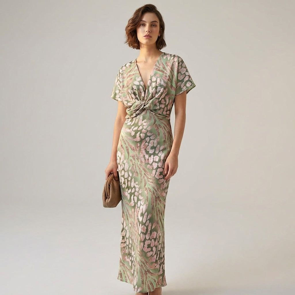 Amélie Voss | Women's Twisted V-Neck Flowy Maxi Dress