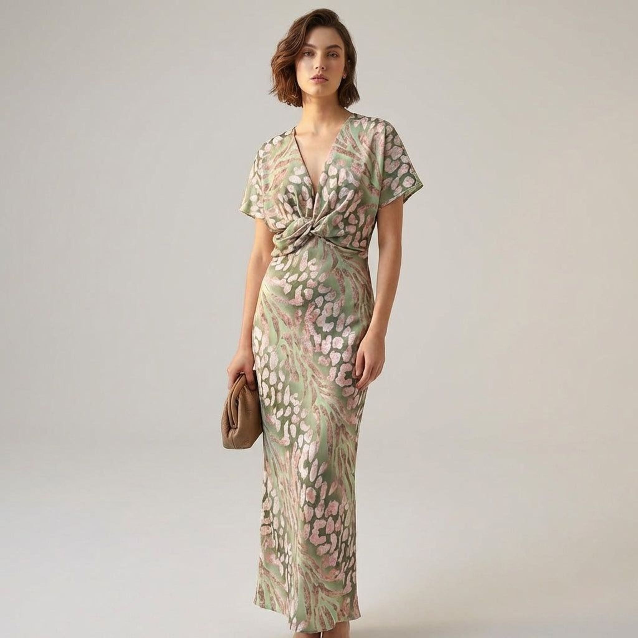 Amélie Voss | Women's Twisted V-Neck Flowy Maxi Dress