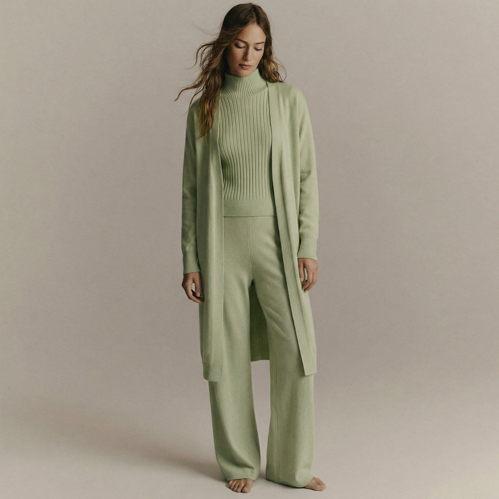 Elodie Varell | Women's Ribbed Knit Lounge Set in Green