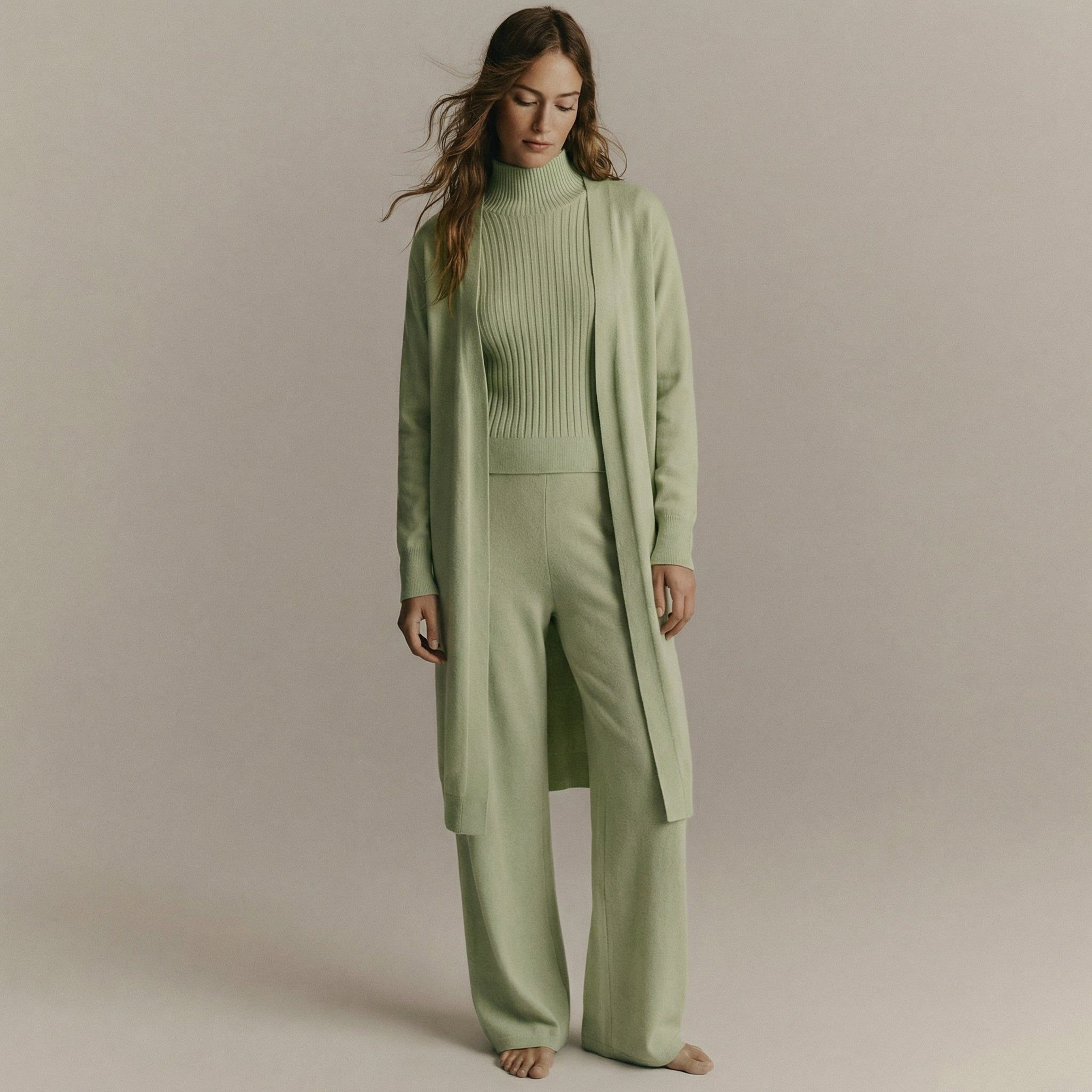 Elodie Varell | Women's Ribbed Knit Lounge Set in Green