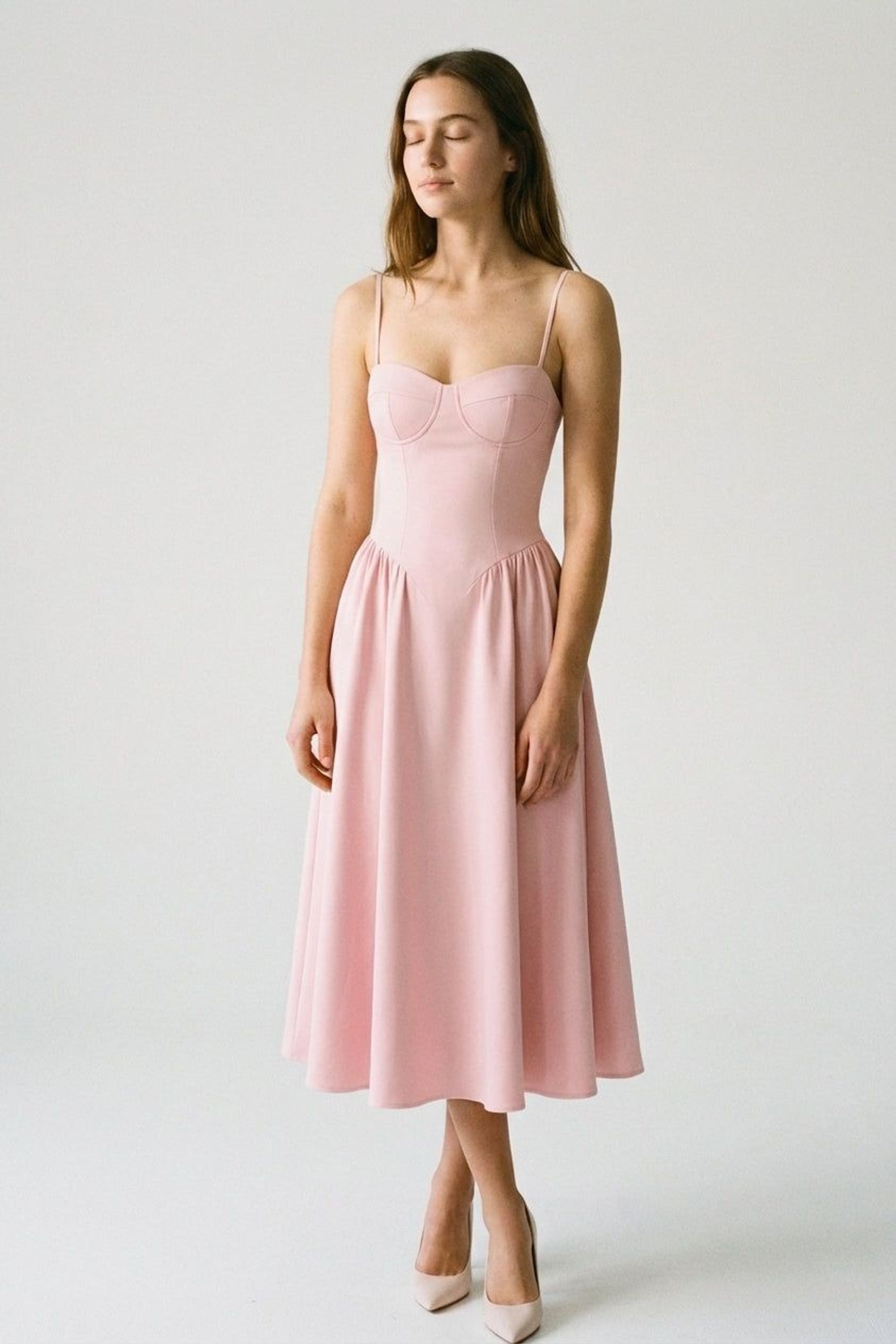 Elena Voss | Women's Structured Corset Midi Dress