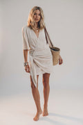 Elodie Vance | Women's Linen Wrap Mini Dress