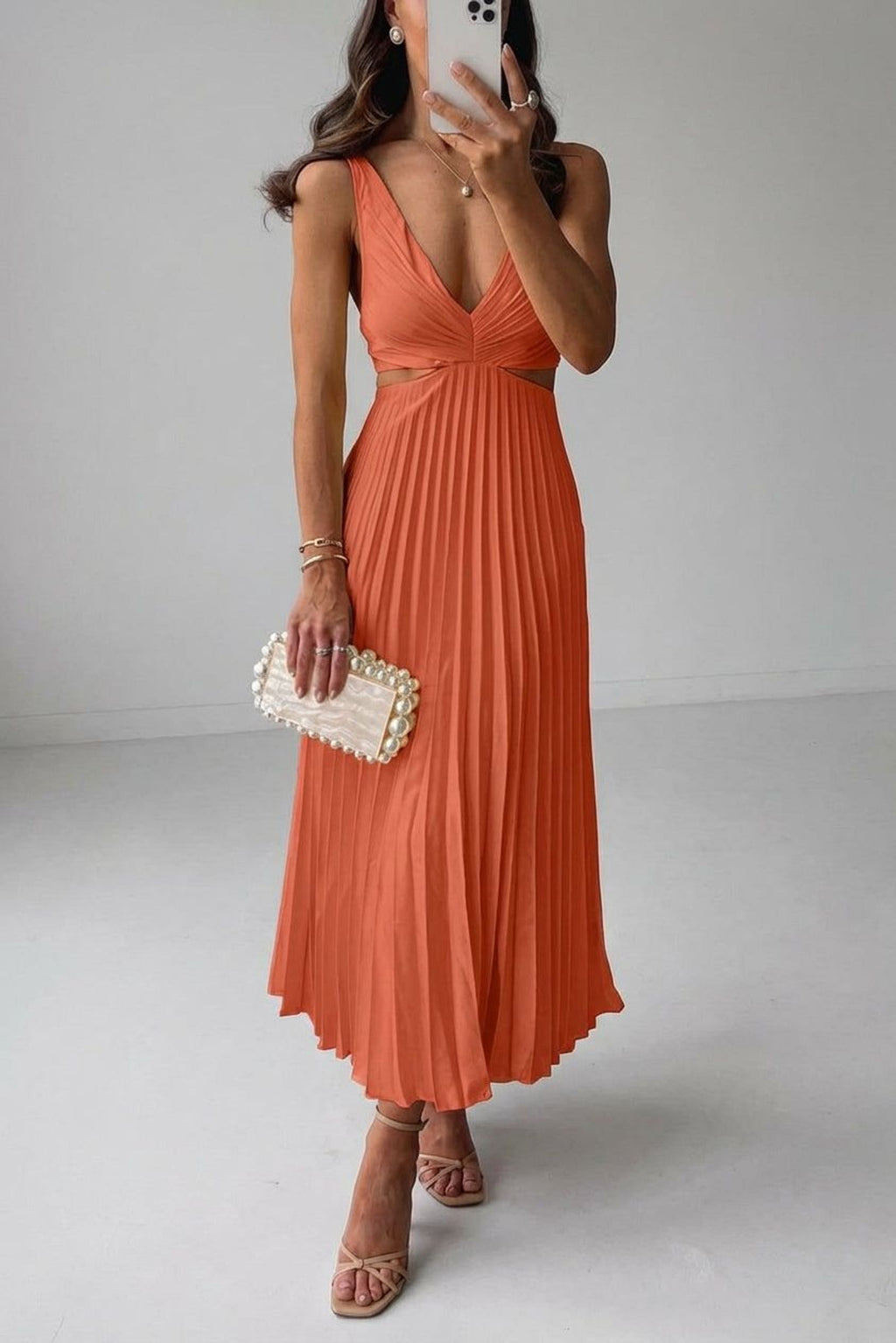 Léonie Faris | Women's Satin Pleated Evening Dress