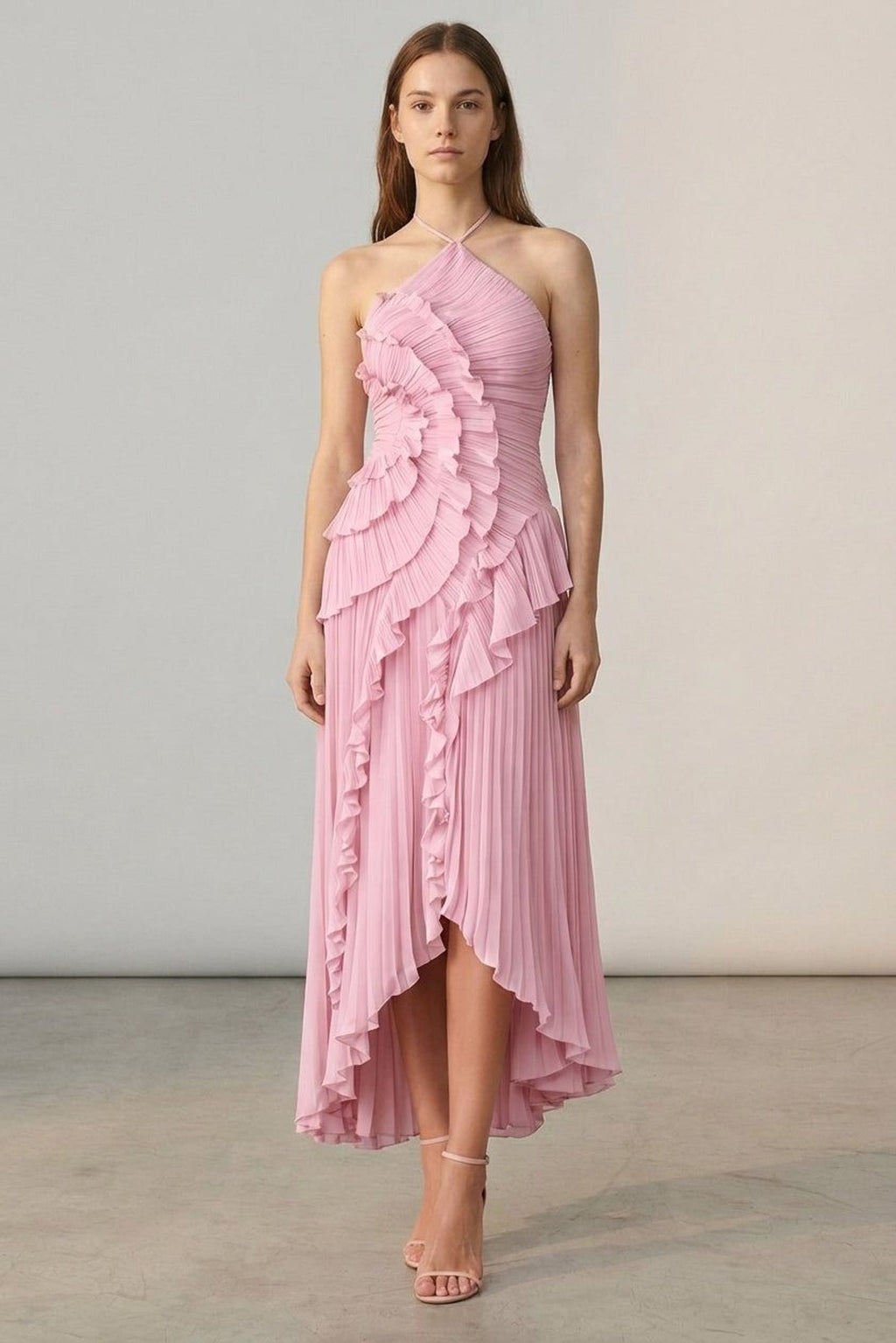 Amélie Trent | Women's Halter Ruffled Maxi Gown
