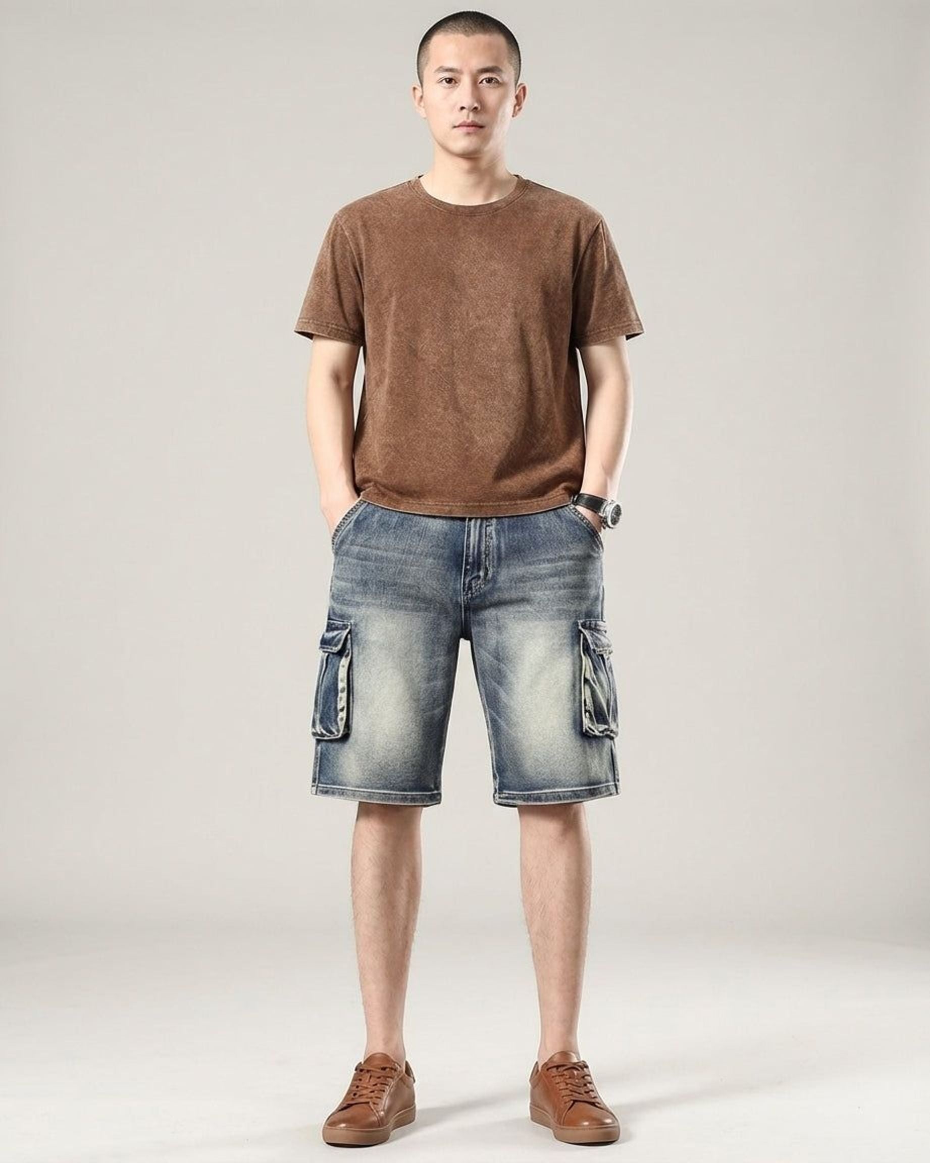 Jasper Vann | Men's Relaxed Fit Denim Cargo Shorts
