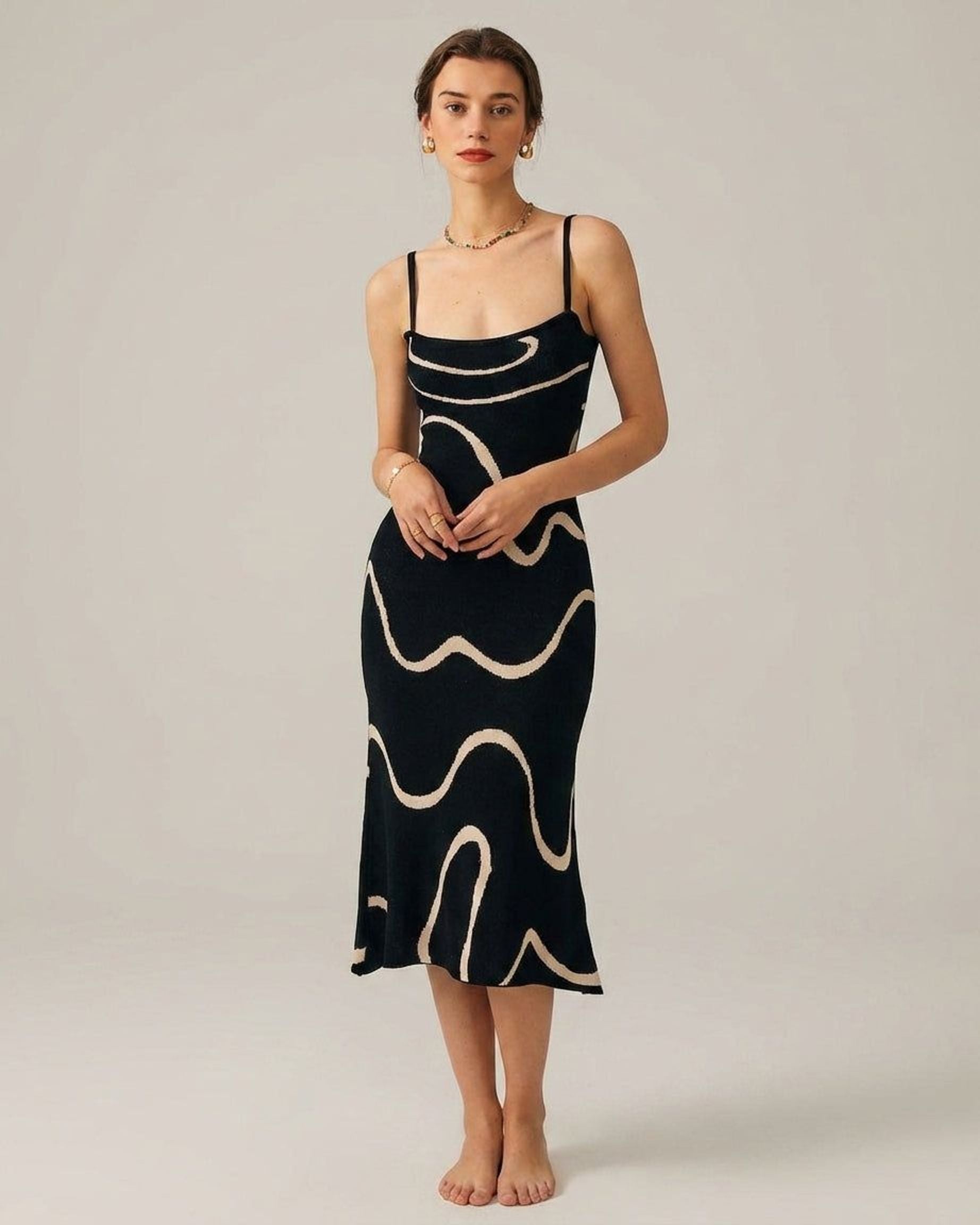 Elena Voss | Women's Sleeveless Black Knit Midi Dress