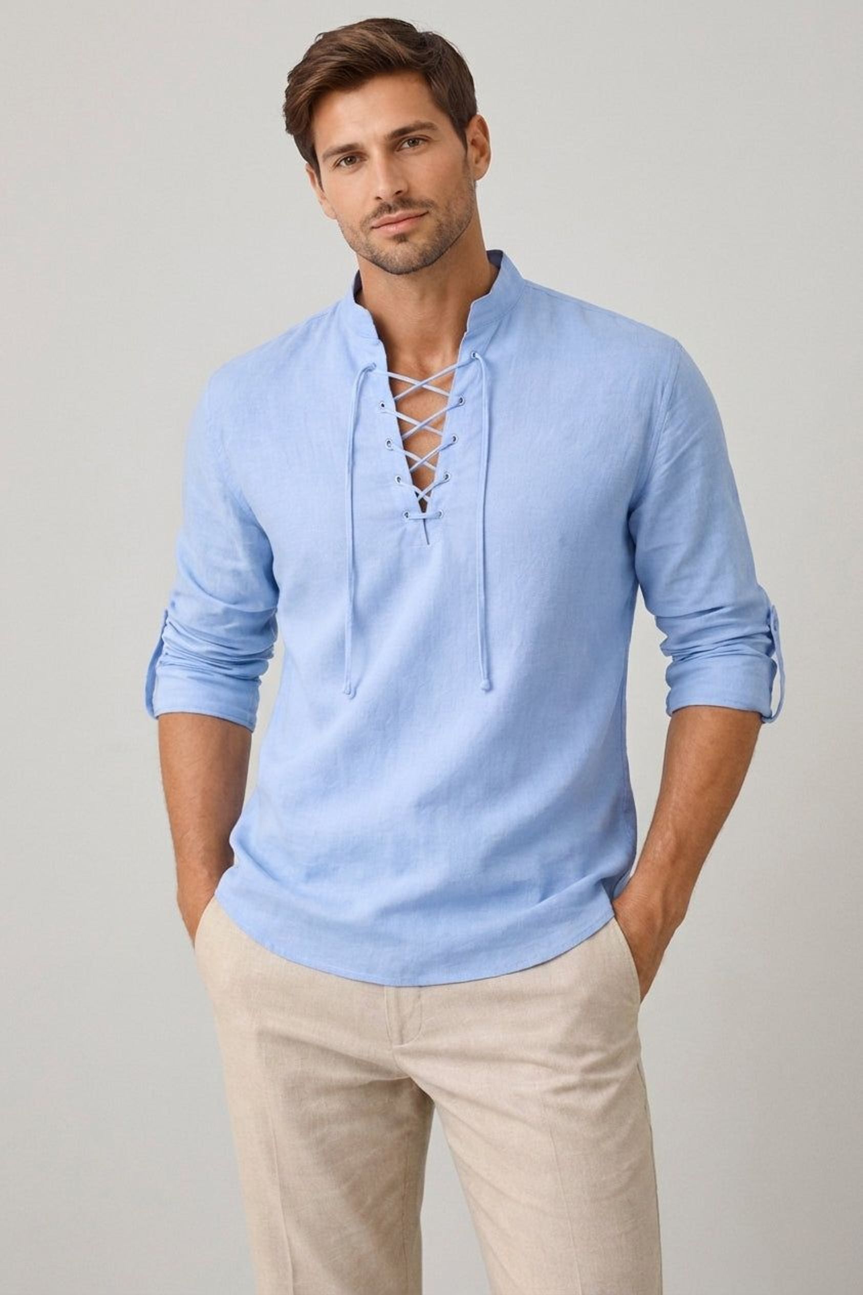 Lorian Vex | Men's Lace-Up Long Sleeve Shirt