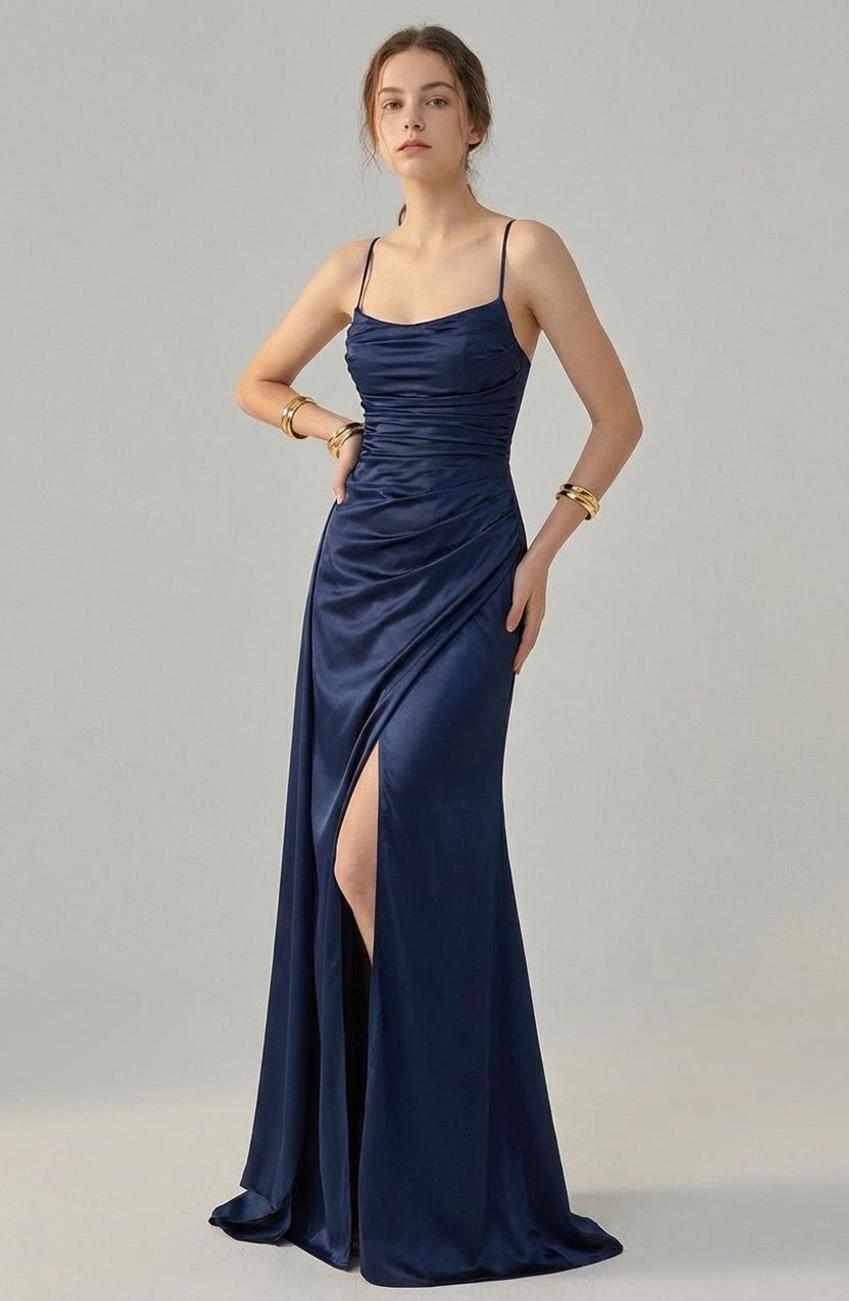 Elodie Voss | Women's Elegant Navy Evening Maxi Dress