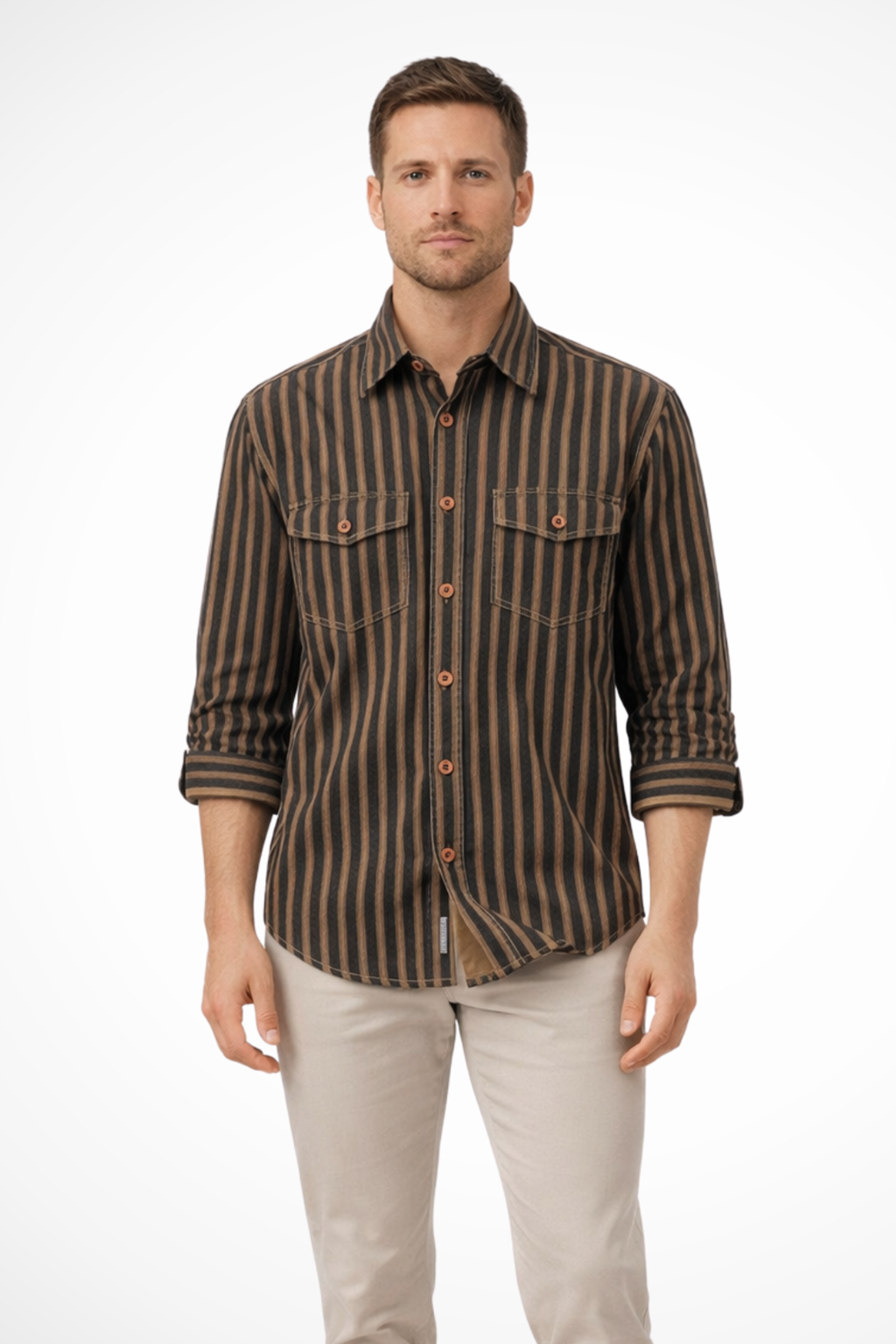 Lucian Breck | Men's Loose Fit Striped Shirt