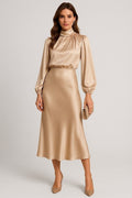 Elodie Vire | Women's Long Sleeve High Neck Midi Dress