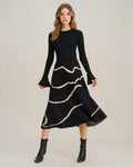 Clara Veld | Women's Textured Midi Skirt in Black