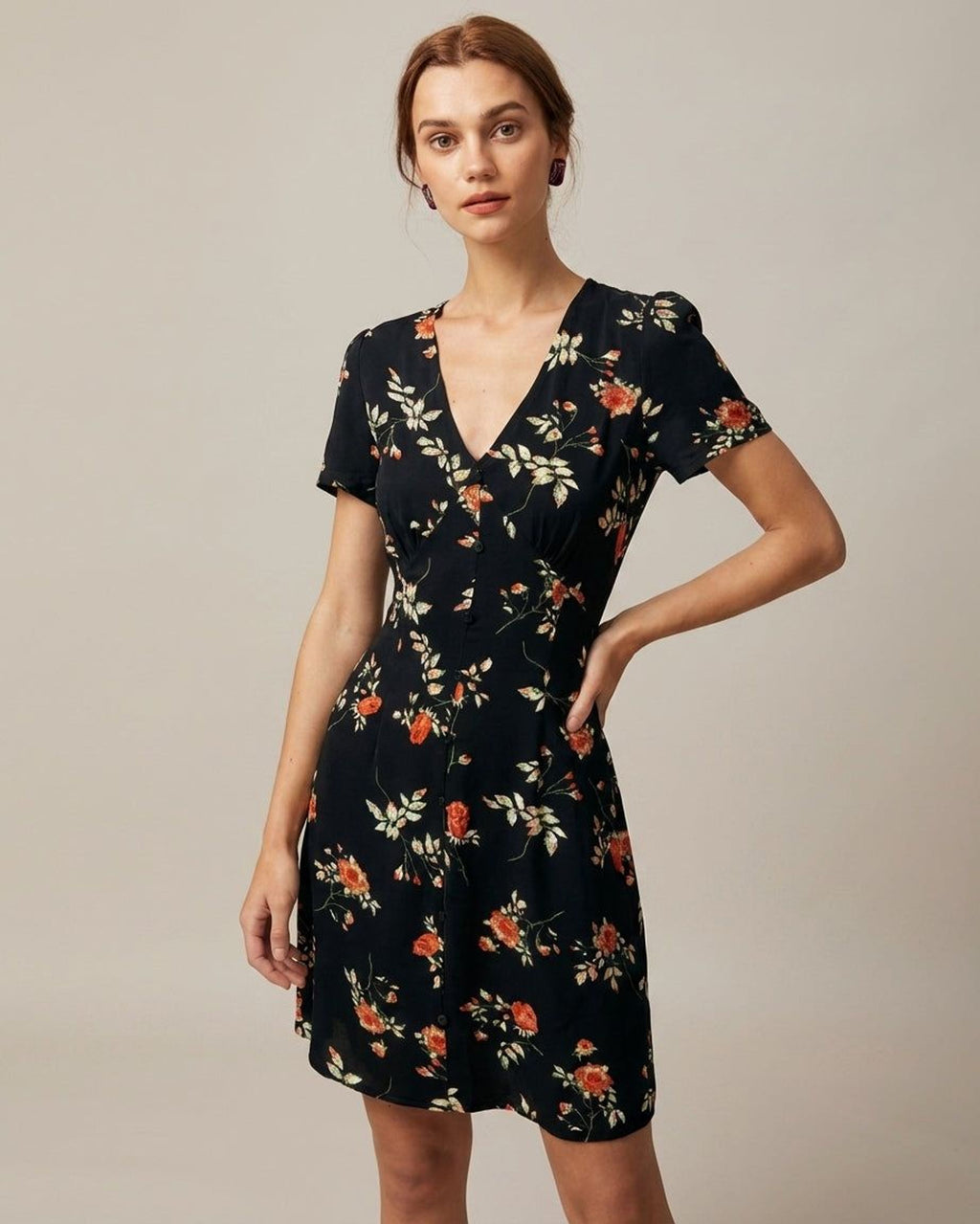 Isabelle Varn | Women's Floral Button-Up Mini Dress