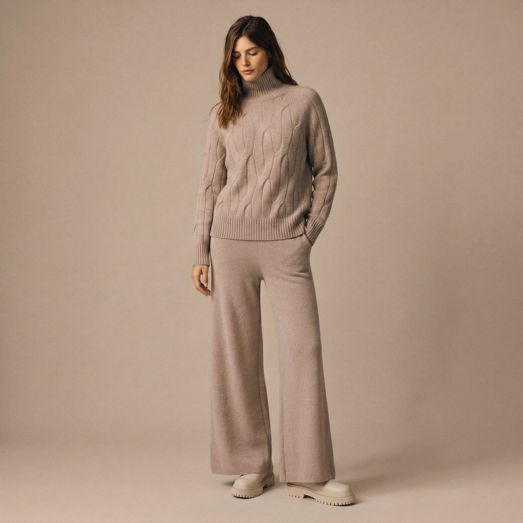 Isolde Vire | Women's Textured Knit Sweater and Trousers Set