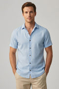 Rafael Vorn | Men's Short Sleeve Casual Shirt Blue