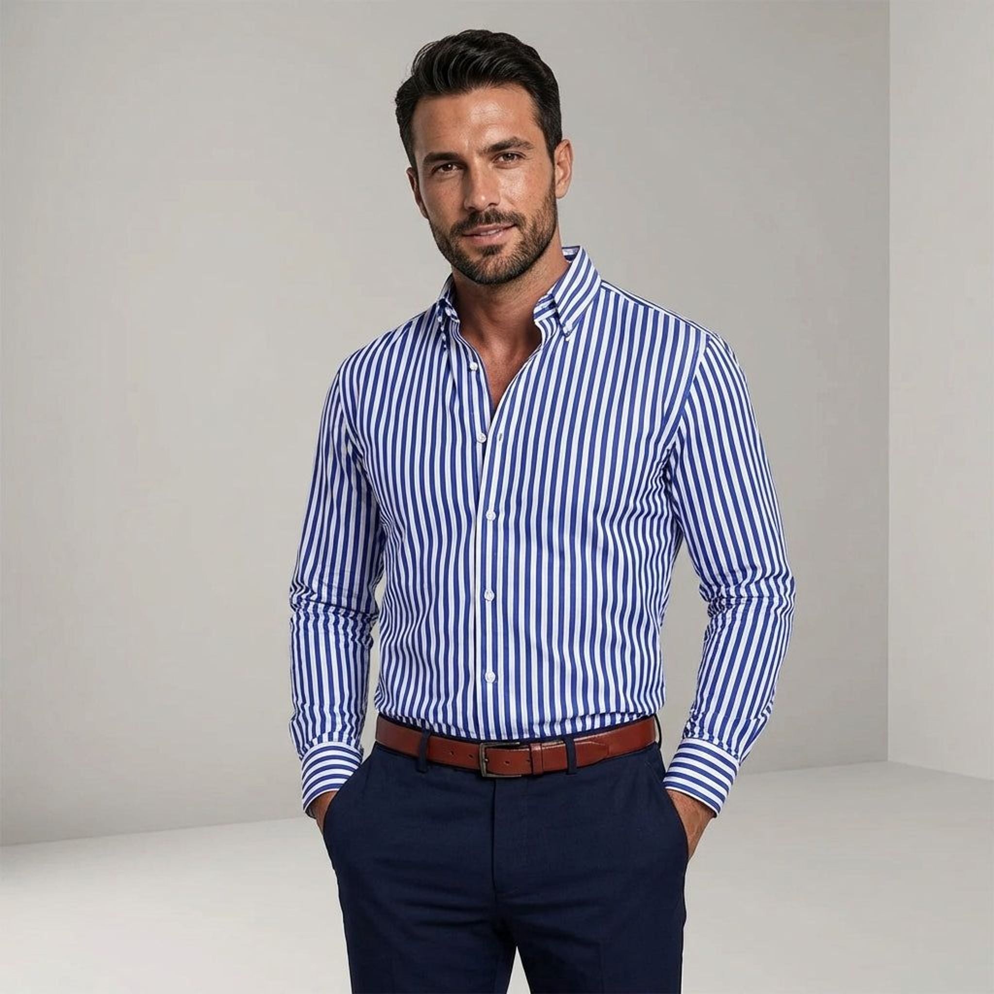 Jules Veran | Men's Lightweight Striped Shirt
