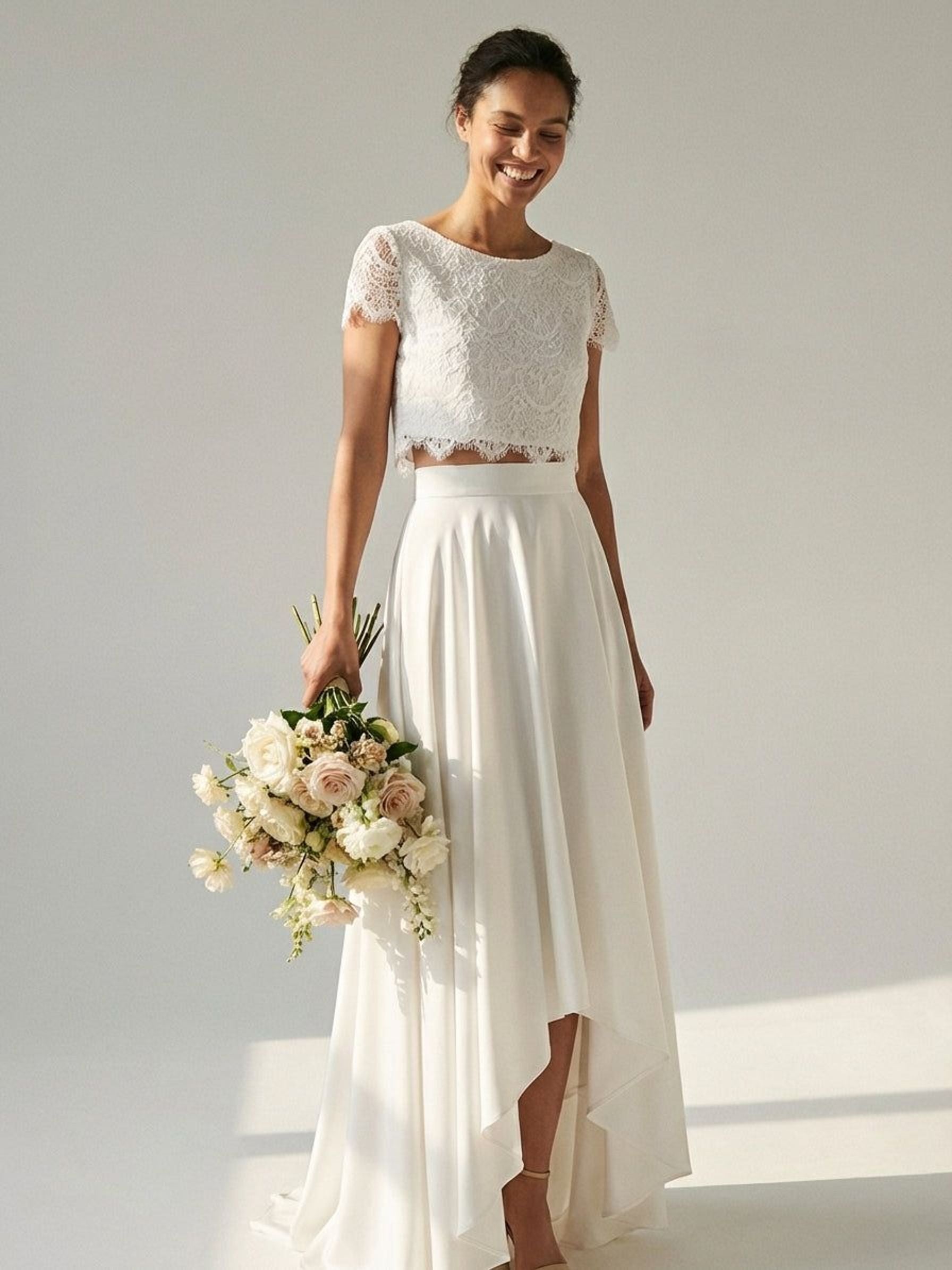 Elara Voss | Women's Elegant Two-Piece White Bridal Gown