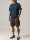 Lucien Brix | Men's Corduroy Cargo Shorts in Brown