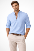 Luca Virelli | Men's Casual Lace-Up Linen Shirt