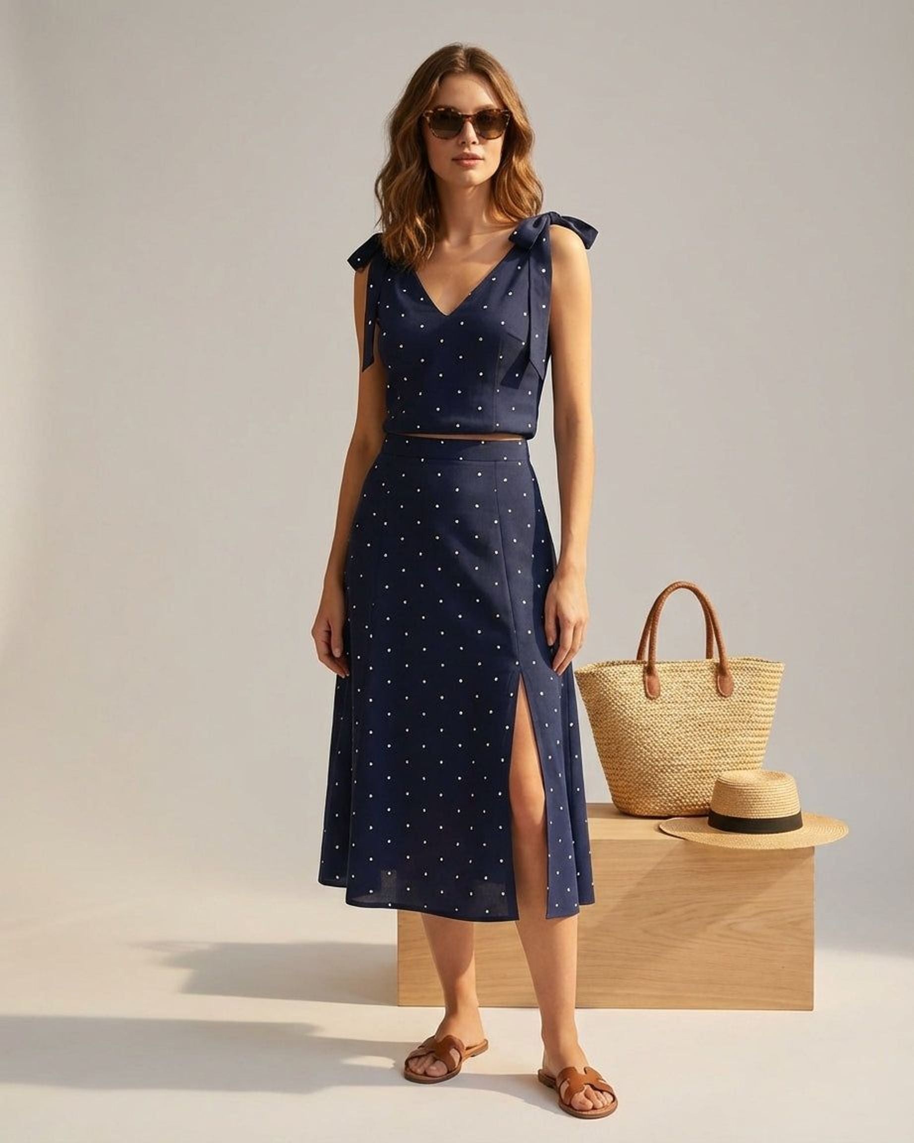Elodie Vare | Women's A-Line Navy Midi Skirt