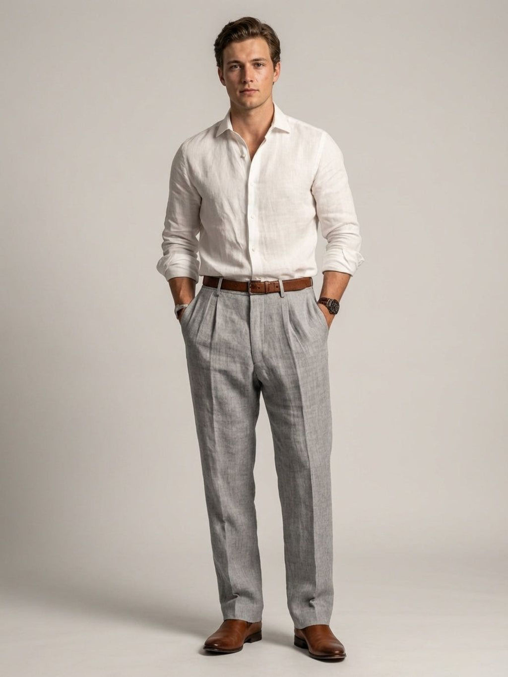 Luca Fint | Men's Relaxed Fit Linen Trousers