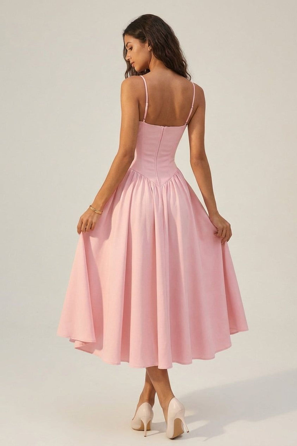 Elena Voss | Women's Structured Corset Midi Dress
