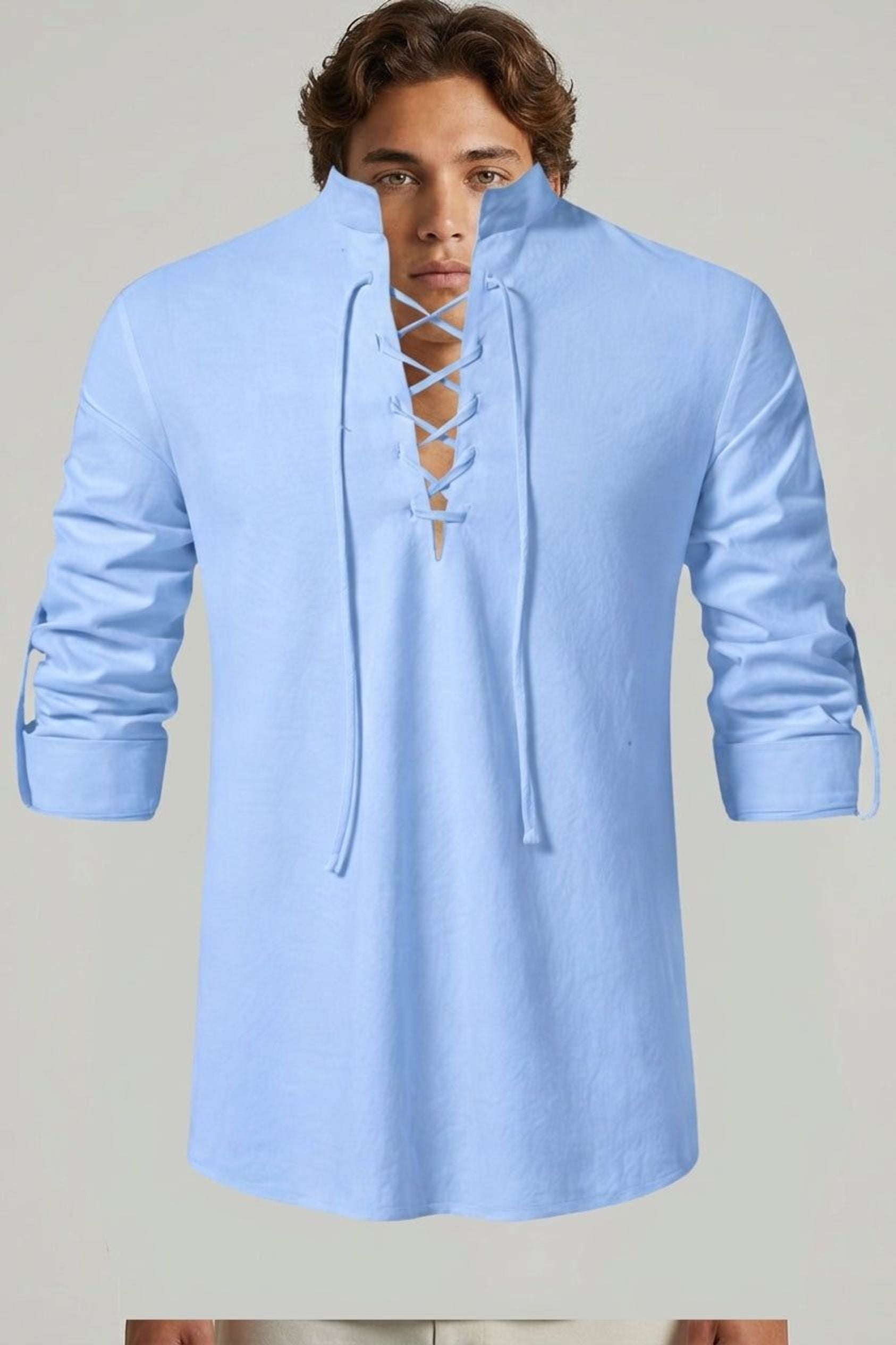 Lorian Vex | Men's Lace-Up Long Sleeve Shirt