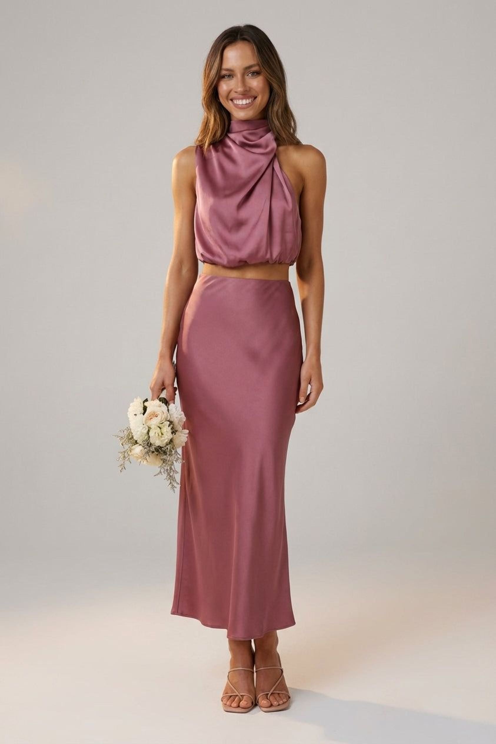 Claudette Faye | Women's Satin Maxi Dress in Various Colors