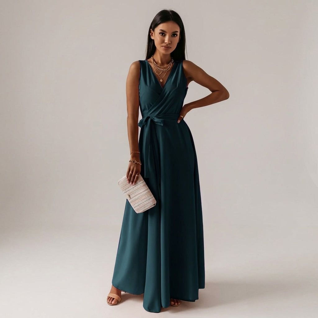 Elara Voss | Women's Elegant V-Neck Long Dress