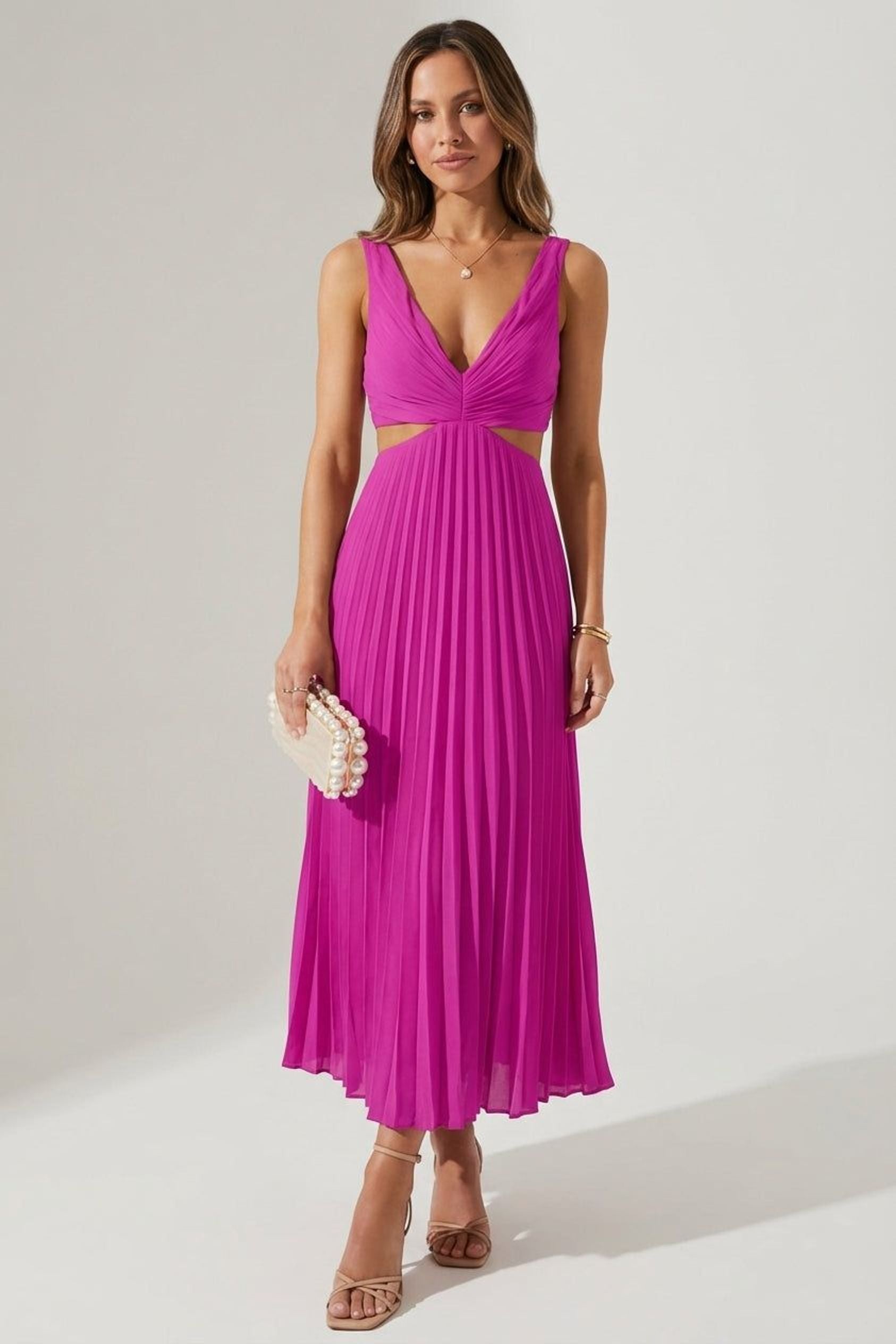 Léonie Faris | Women's Satin Pleated Evening Dress